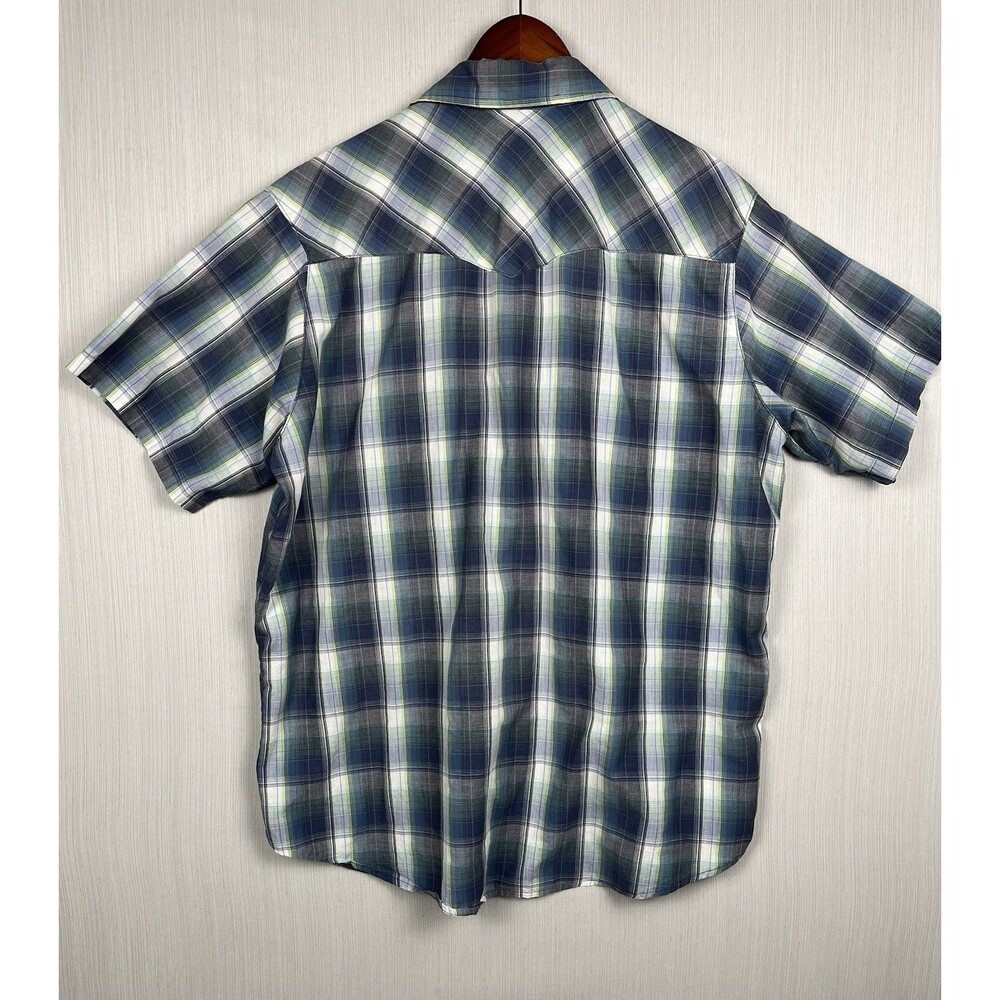 Canyon Guide Outfitters Pearl Snaps Western Shirt Men's Large Teal Blue Plaid - Picture 3 of 8